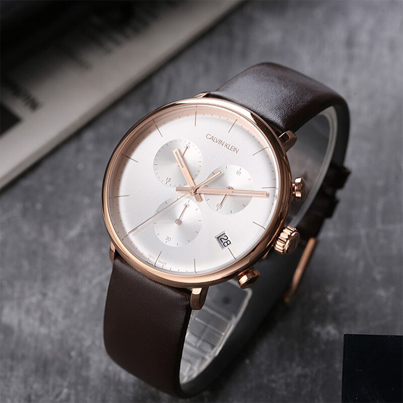 Calvin Klein High Noon với chronograph với 3 mặt đồng hồ