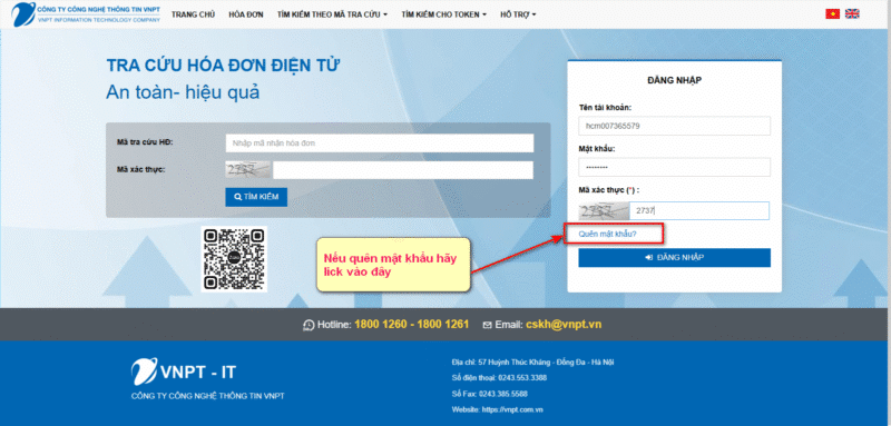 nhan mail quen mat khau hoa don