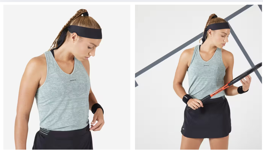 Áo ba lỗ Adidas tím pastel mix chân váy tennis trắng nữ tính