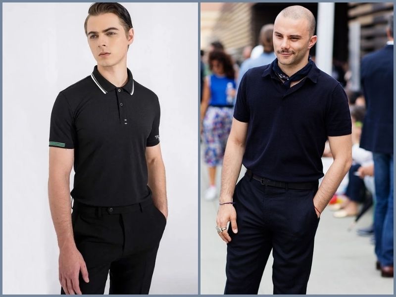 phối đồ với áo polo đen nam