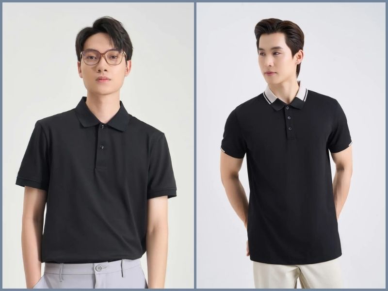 phối đồ với áo polo đen nam