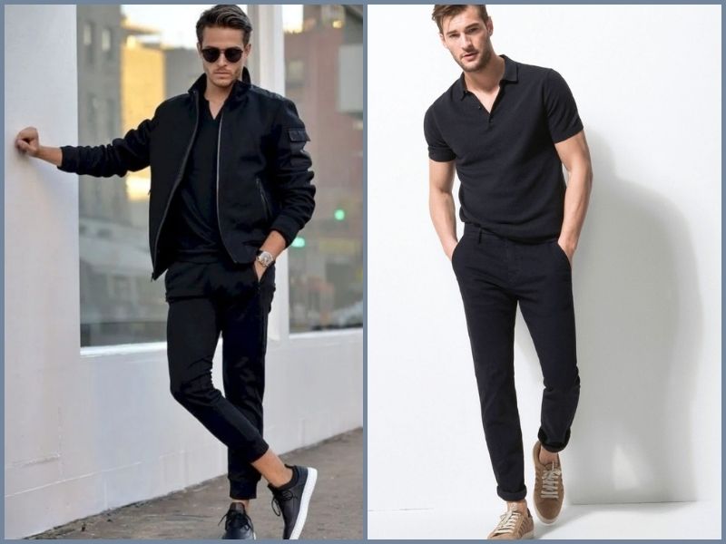 phối đồ với áo polo đen nam