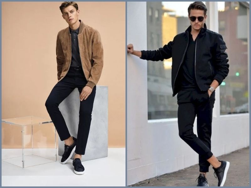 phối đồ với áo polo đen