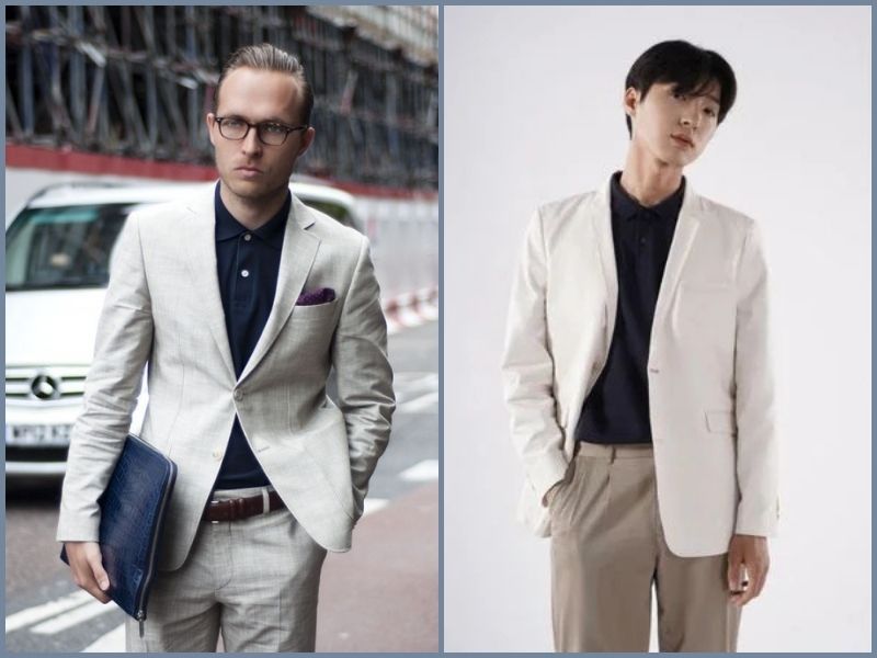 phối đồ với áo polo đen nam