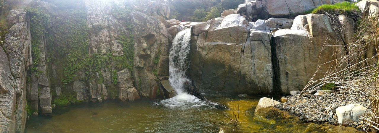 The multi-tiered San Juan Falls seen from the trail