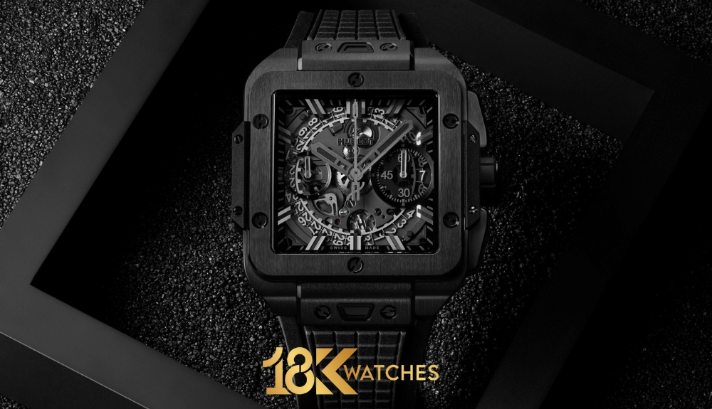 Mẫu đồng hồ Hublot nam lộ cơ Square Bang Unico All Black 821.CX.0140.RX