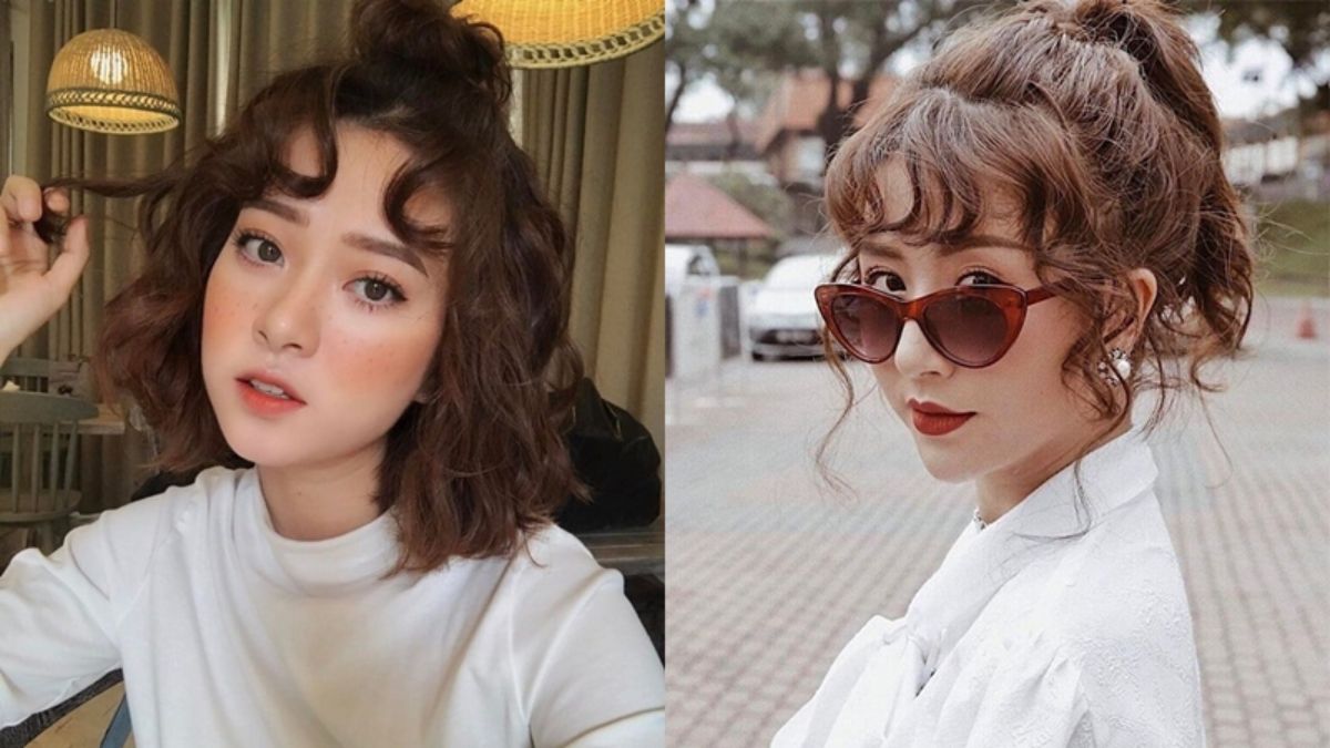 Kiểu tóc ngắn nữ mặt tròn mái xoăn