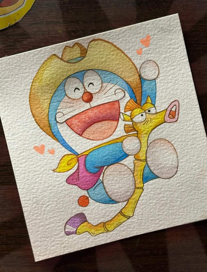 Vẽ tranh doraemon đơn giản