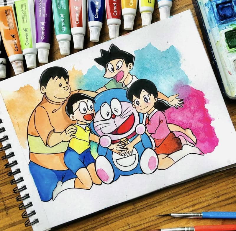 Vẽ tranh doraemon cute