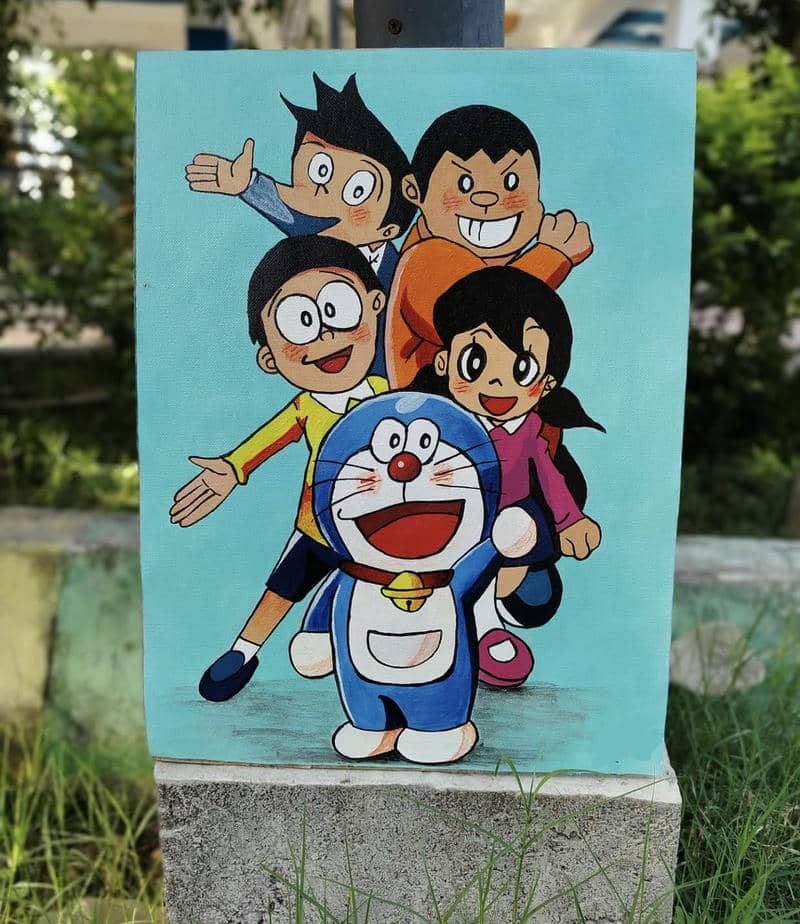 tranh vẽ doremon và nobita dễ thương