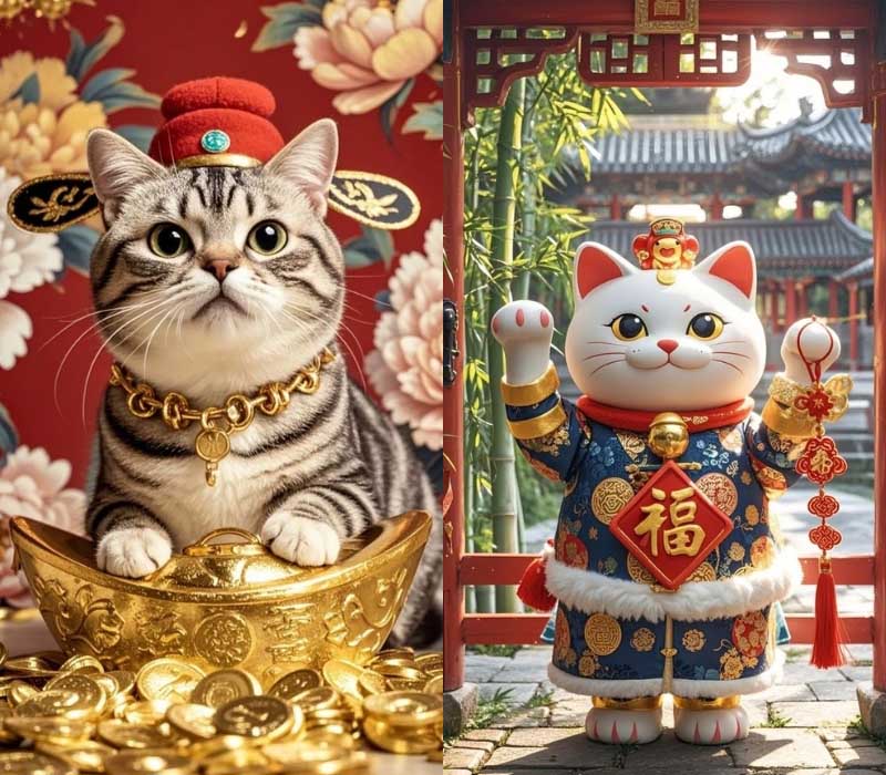 Hình nền mèo thần tài ấn tượng