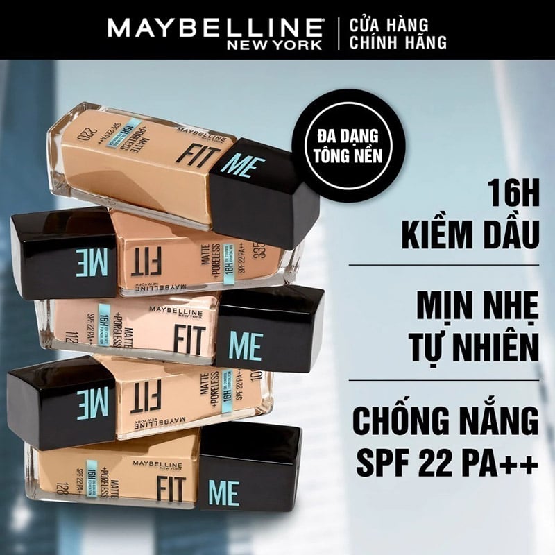 thegioiskinfood.com - Kem Nền Kiềm Dầu, Cho Lớp Nền Mịn Lì Tự Nhiên Maybelline Fit Me Matte Poreless Foundation 30ml