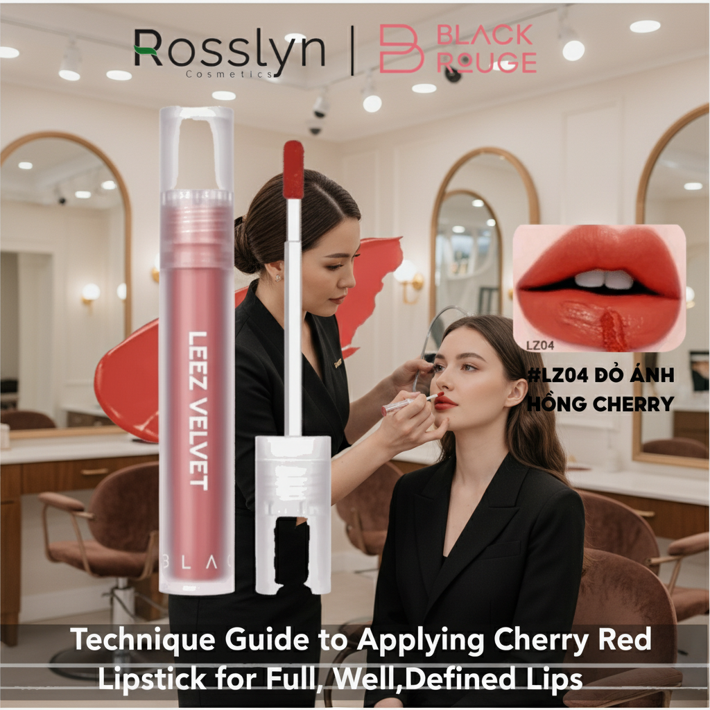 Hướng dẫn kỹ thuật tô son đỏ cherry full môi sắc nét