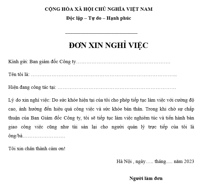 Tải 10+ mẫu đơn xin nghỉ việc, thôi việc ngắn gọn, súc tích