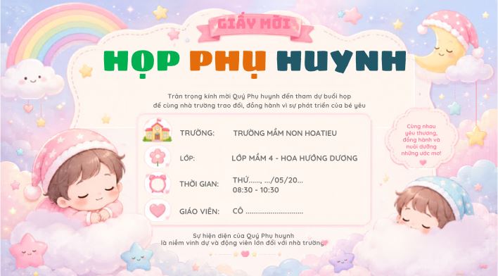 Giấy mời họp phụ huynh tiểu học phong cách giáo dục sáng tạo