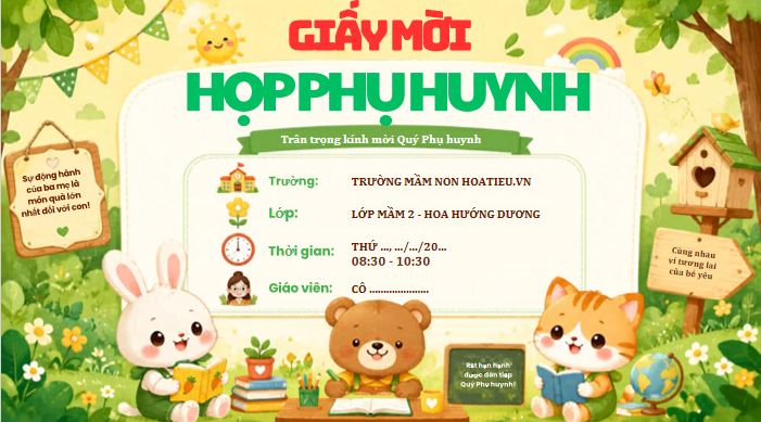 giấy mời phụ huynh cấp mầm non
