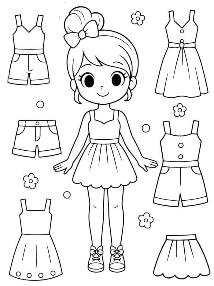 paper doll búp bê giấy tô màu anime