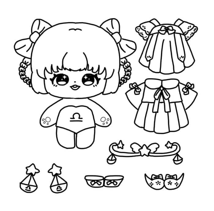chibi paper doll búp bê giấy tô màu