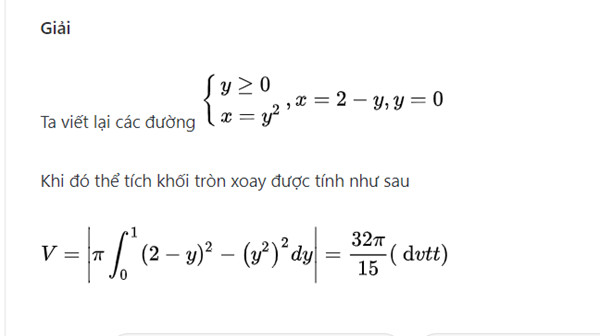 V = pi int_{c}^{d} g^{^{2}} (y) dy