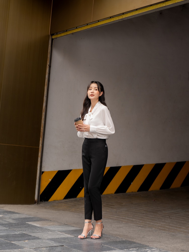 Quần âu nữ baggy lưng cao cạp liền