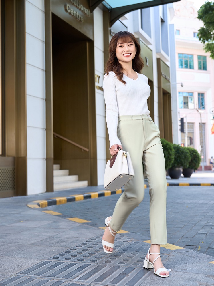 Mẫu quần tây nữ lưng cao đi học