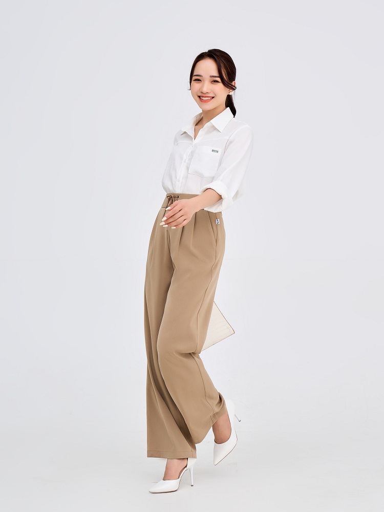 Mẫu quần tây nữ lưng cao ống loe rộng