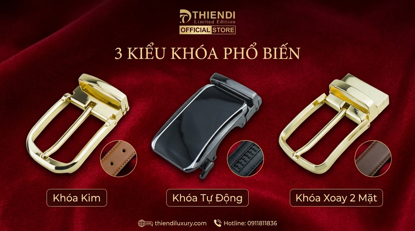 Các Loại Thắt Lưng Da Nam Bản Nhỏ Phổ Biến theo kiểu khóa