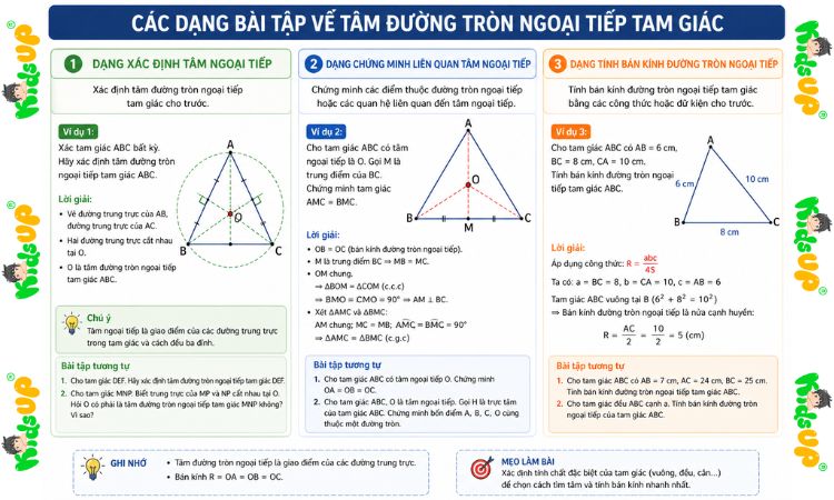 3 dạng bài thường gặp về tâm đường tròn ngoại tiếp 