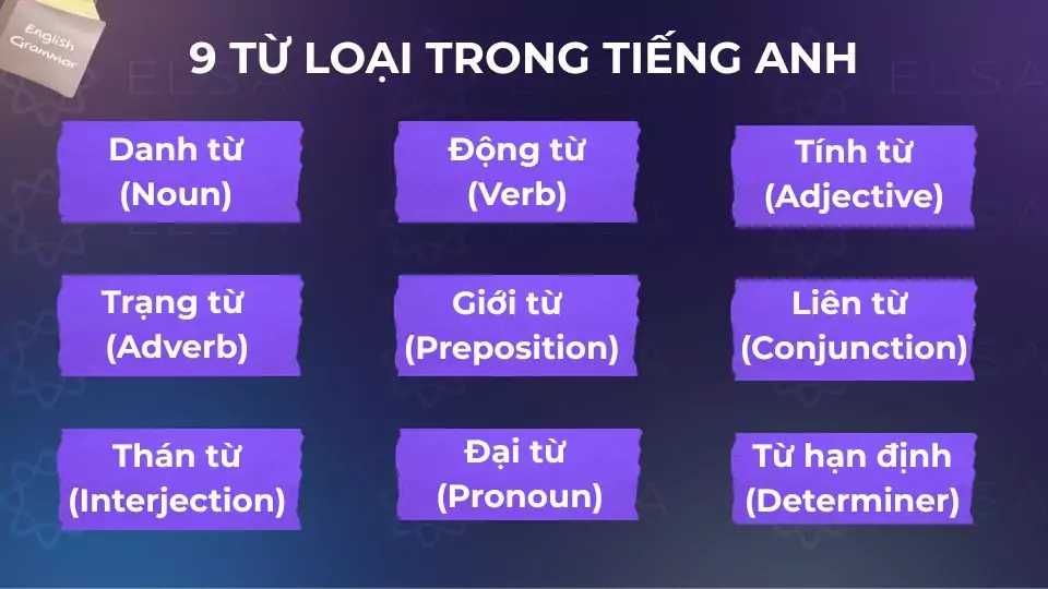9 từ loại chính trong tiếng Anh