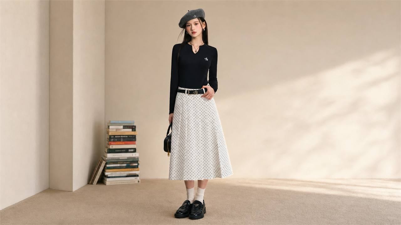 Váy midi chữ A dễ mặc và nữ tính