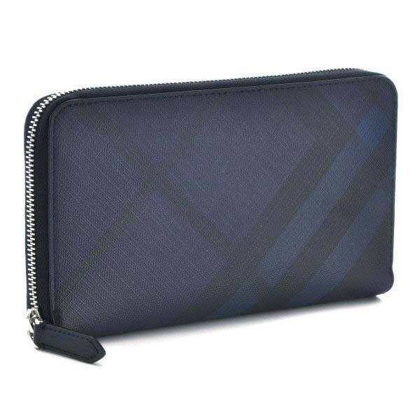 Ví nam Burberry London England Double Zippy Clutch In Navy siêu cấp