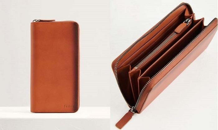 Leather Long Wallet - Cognac