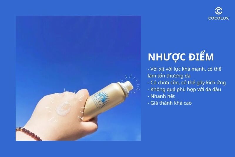 Nhược điểm của xịt chống nắng Anessa