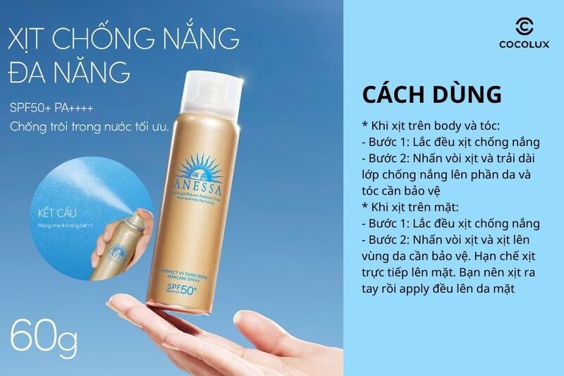 Cách sử dụng xịt chống nắng Anessa