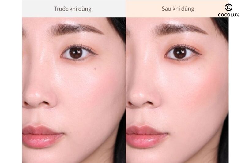 Kết quả sau khi dùng xịt khóa nền 3CE Shimmer Makeup Fixer ánh nhũ