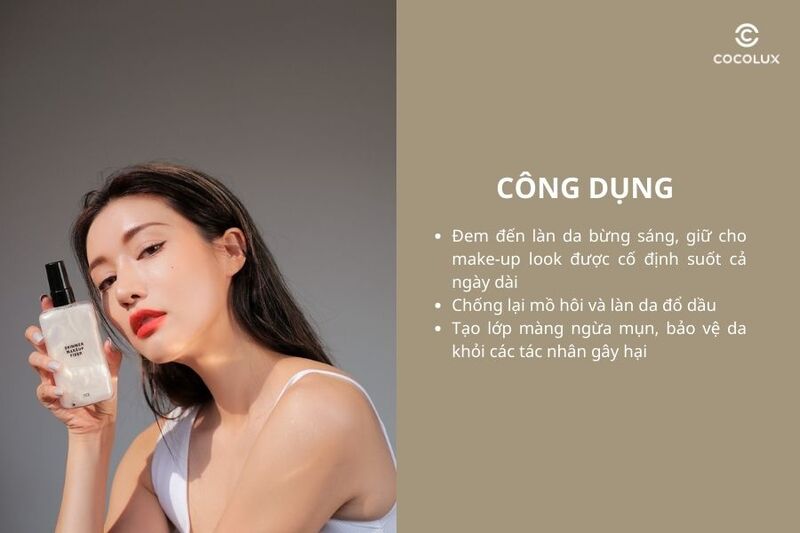 Công dụng của xịt khóa nền 3CE Shimmer Makeup Fixer ánh nhũ