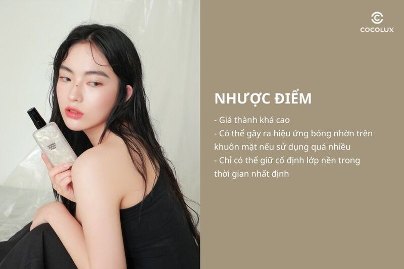 Nhược điểm của xịt khóa nền 3CE Shimmer Makeup Fixer ánh nhũ