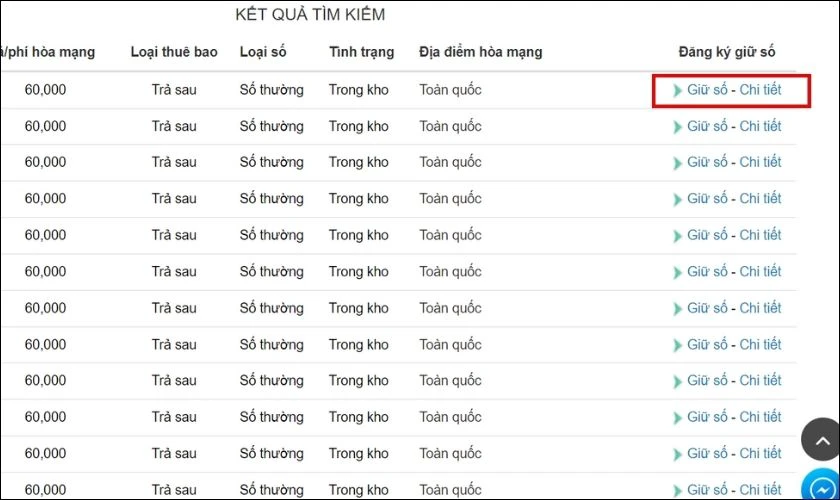 nhấn vào giữ số chi tiết