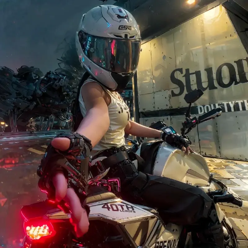 Ảnh gái xinh ngồi xe độ phong cách biker cá tính