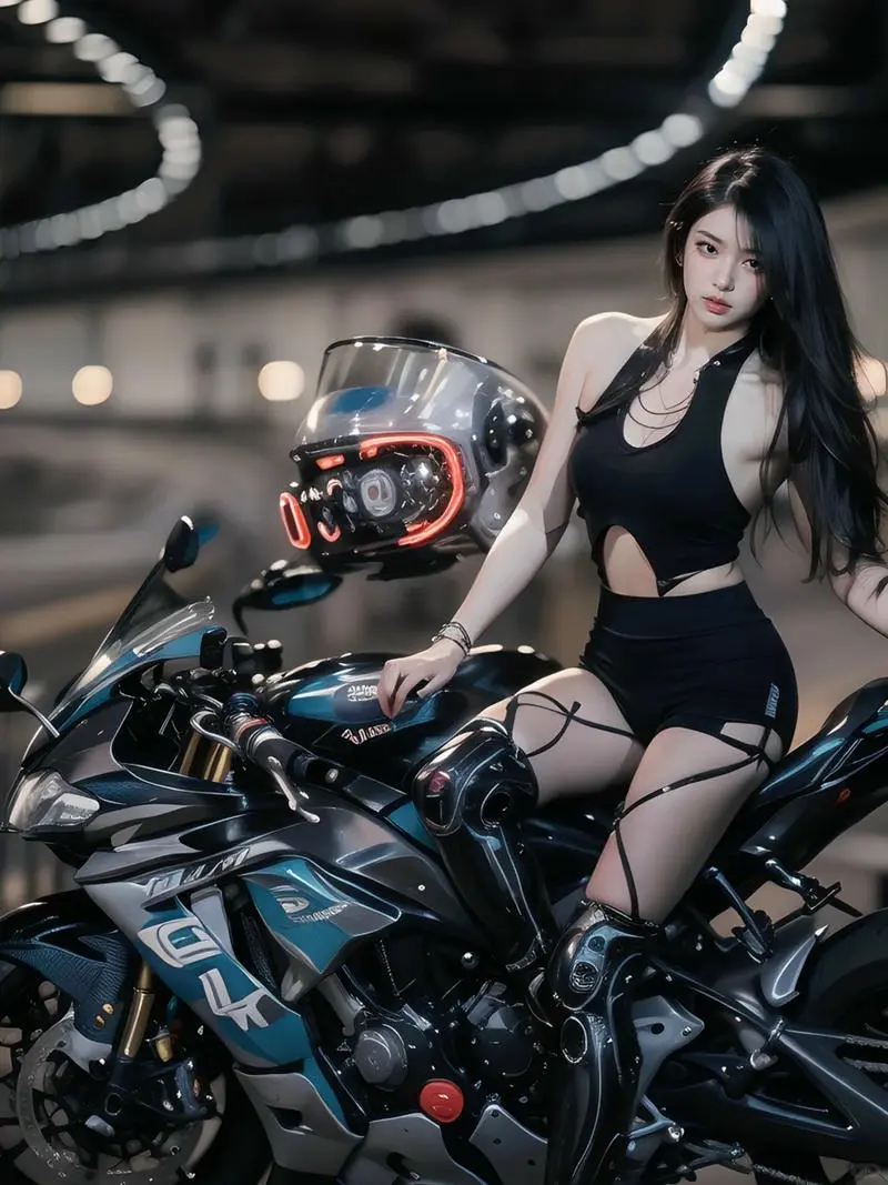 Ảnh gái xinh ngồi xe phân khối lớn phong cách cá tính