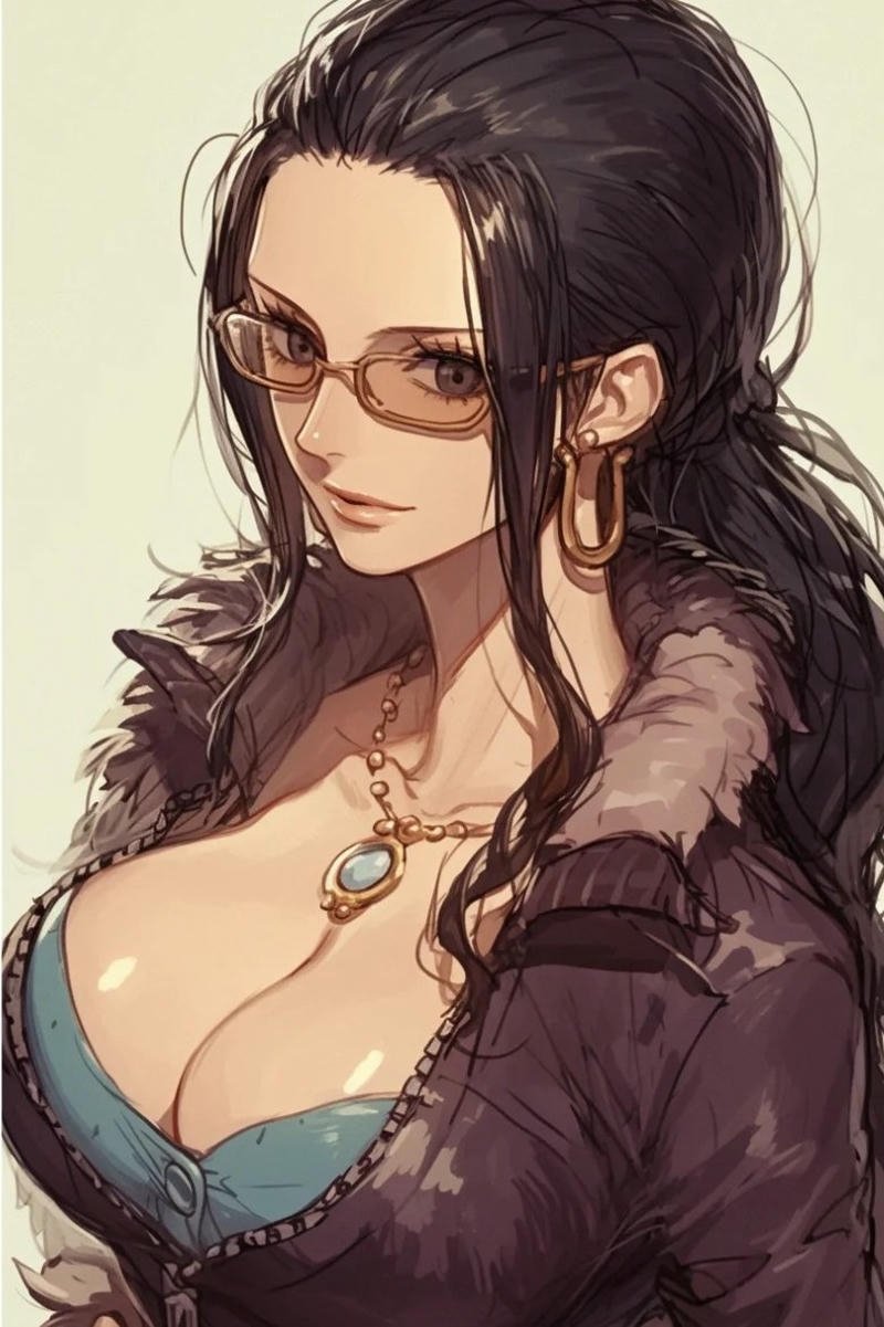 Ảnh Nico Robin mặc áo da đen hở bạo cực kỳ quyến rũ