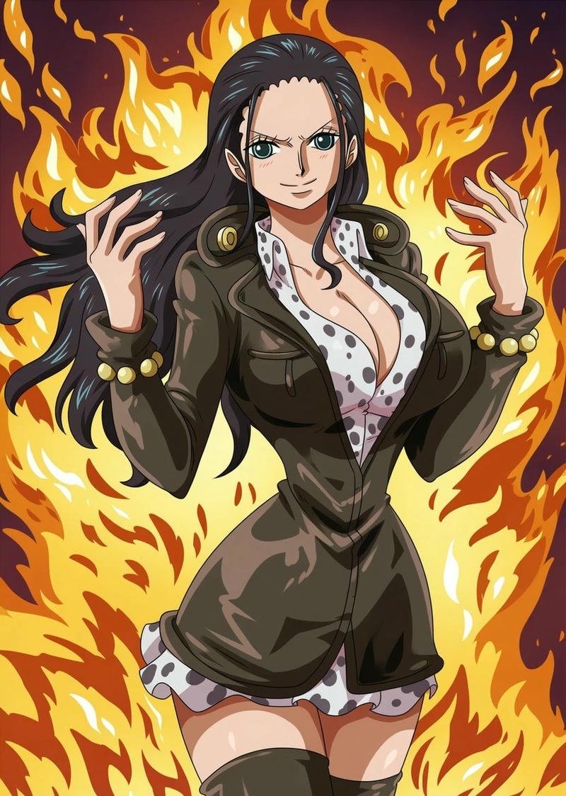 Ảnh Nico Robin sử dụng năng lực trái ác quỷ giữa biển lửa