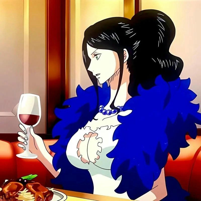 Ảnh Nico Robin cầm ly rượu vang sang chảnh quý phái cực