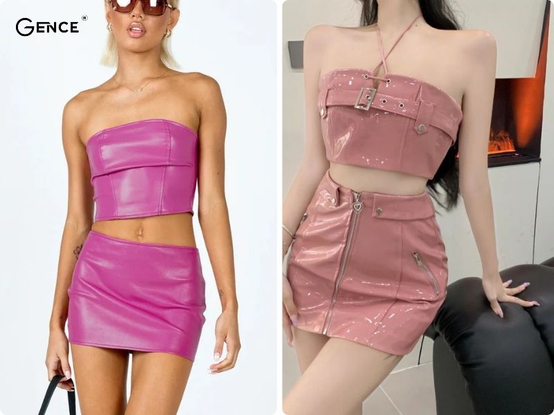 Style thời trang thu hút và cá tính với áo ống, chân váy da