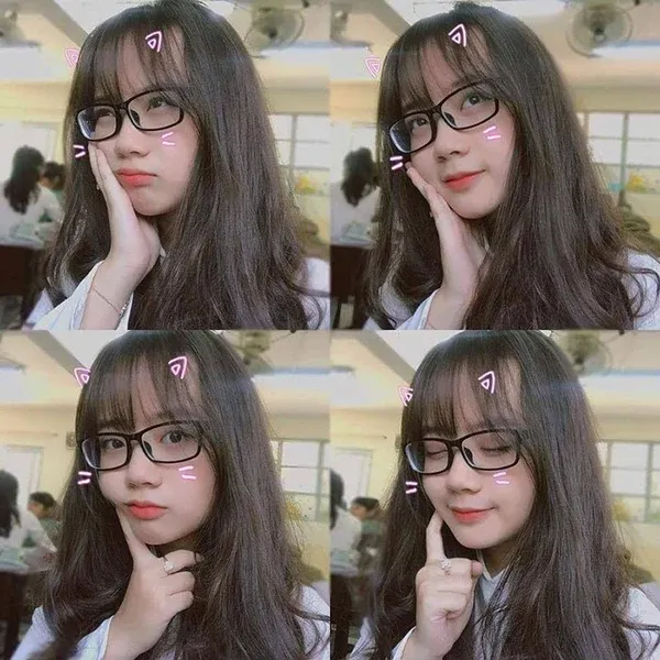 Loạt hình gái xinh đeo kính tinh tế từng đường nét