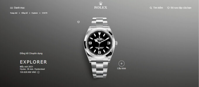 Đồng hồ Rolex Explorer phiên bản thép không gỉ 904L cũng có có mức giá niêm yết hơn 100 triệu đồng