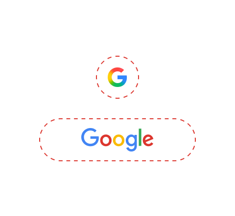 nút Đăng nhập bằng Google có hình tròn và chủ đề sáng