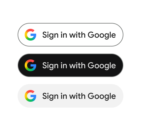 Nút Đăng nhập bằng Google hình vuông có giao diện sáng