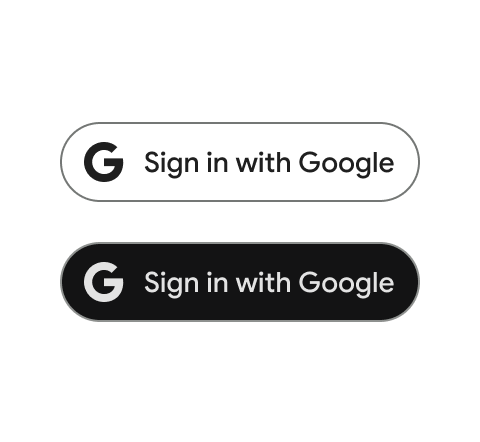 nút Đăng nhập bằng Google có hình dạng viên thuốc theo chủ đề sáng