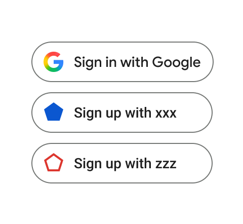 Nút Đăng nhập bằng Google hình chữ nhật có giao diện sáng